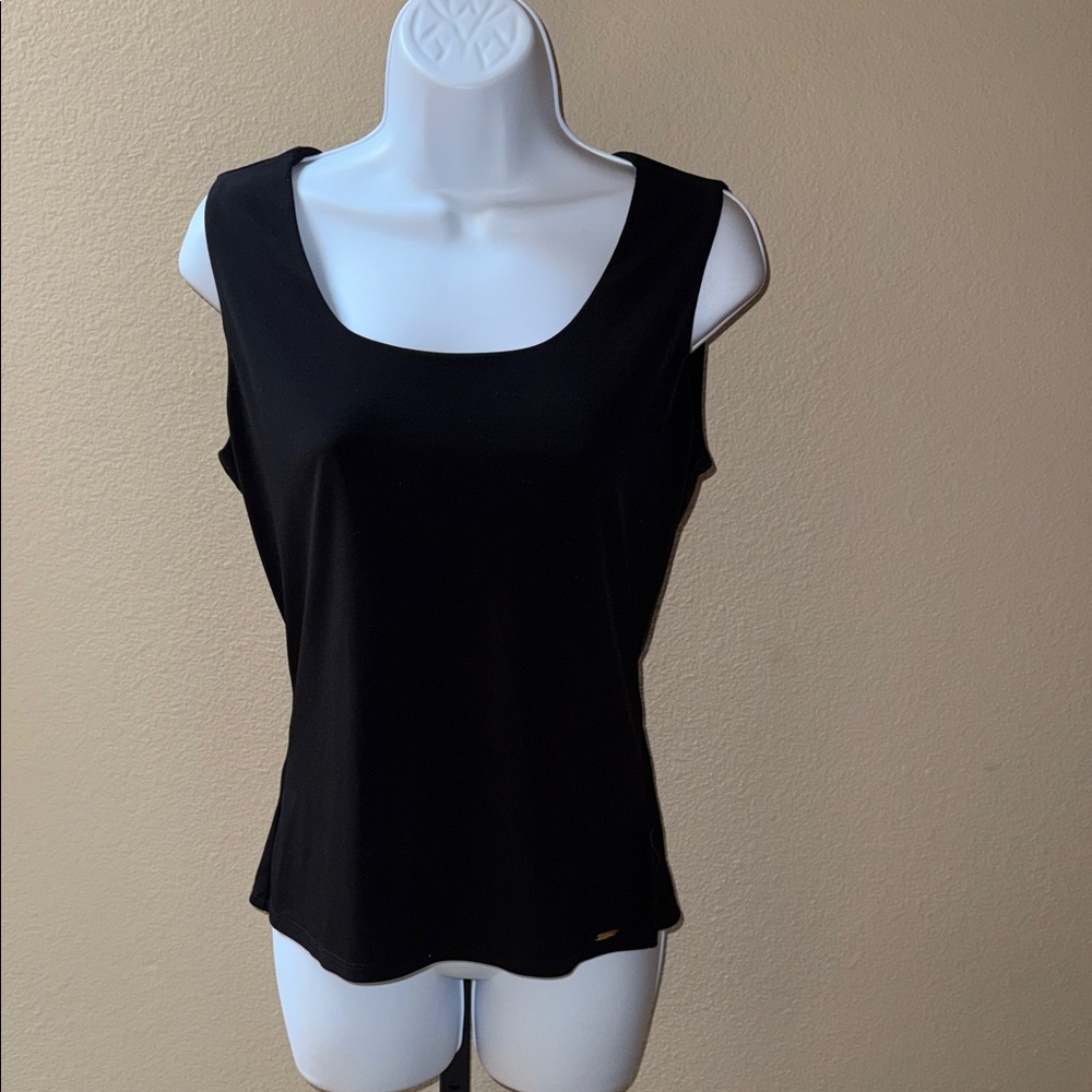 Calvin Klein Sleeveless Black Tank Top Polyester Blend Women’s Size P (Small)